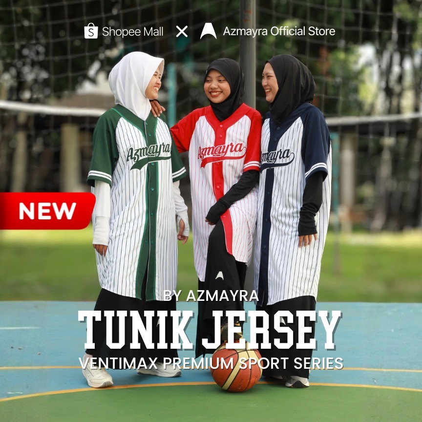 AZMAYRA Tunik Jersey Sporty – Ventimax Premium Series, Adem & Stylish