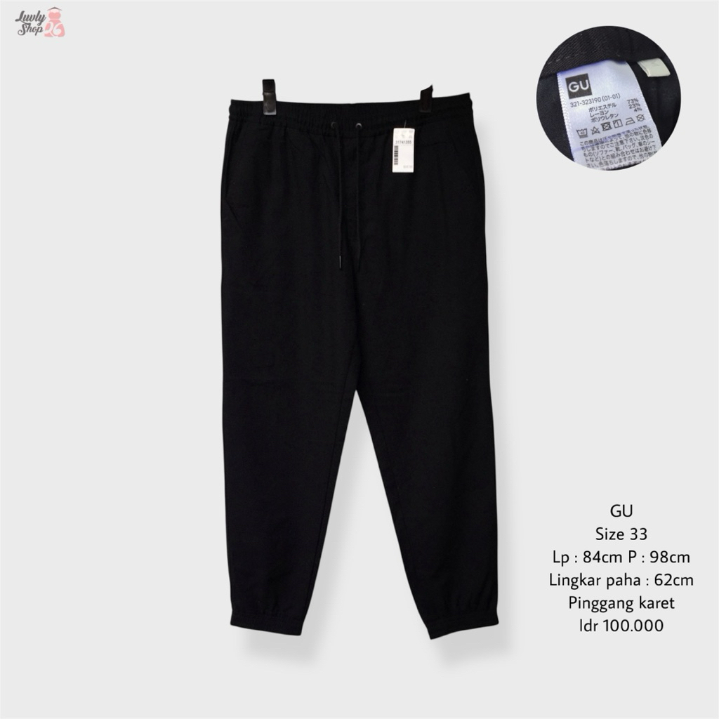 gu by uniqlo celana jogger hitam