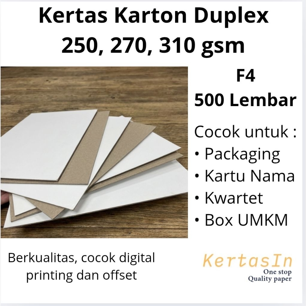 Kertas Karton Duplex Tebal F4 1 Rim | 250 310 350 gsm | Cocok untuk Packaging Kalendar Box Serbaguna
