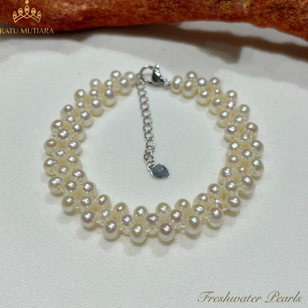 Gelang Mutiara Air Tawar 3-4mm  Model Ronce