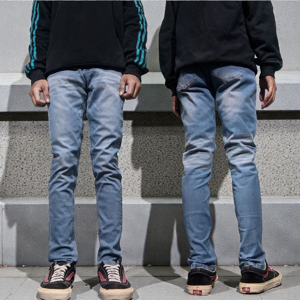 Size 28 Celana Panjang Longpants Jeans Kobe Lettuce Light Blue Washed Fading Skinny Original Second 