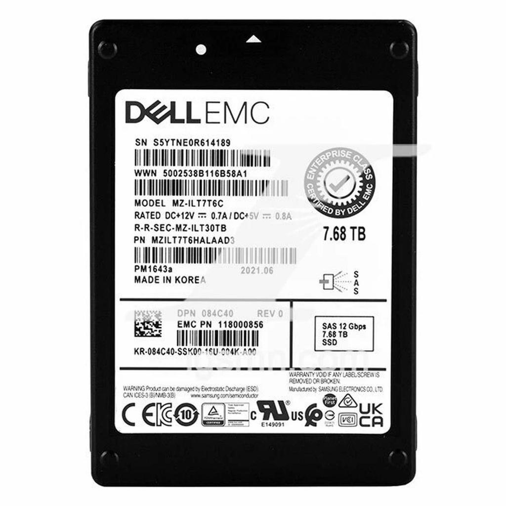 84C40 Dell 7.68TB SAS 12G RI 2.5 inch SSD for Dell PowerEdge & PowerVault ME5 | DP/N 084C40 | Samsun