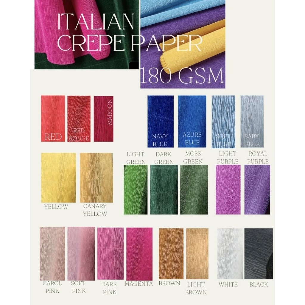 Italian Crepe Paper (180gsm) Quality like Cartotecnica Rossi made in Italy