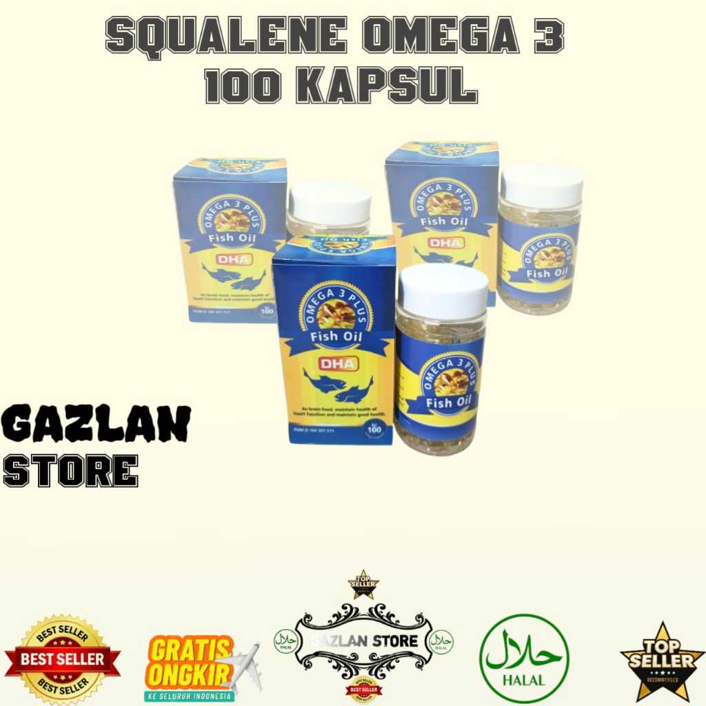 Minyak Ikan Omega 3 Plus Fish Oil DHA – 100 Kapsul | Suplemen Premium | Halal