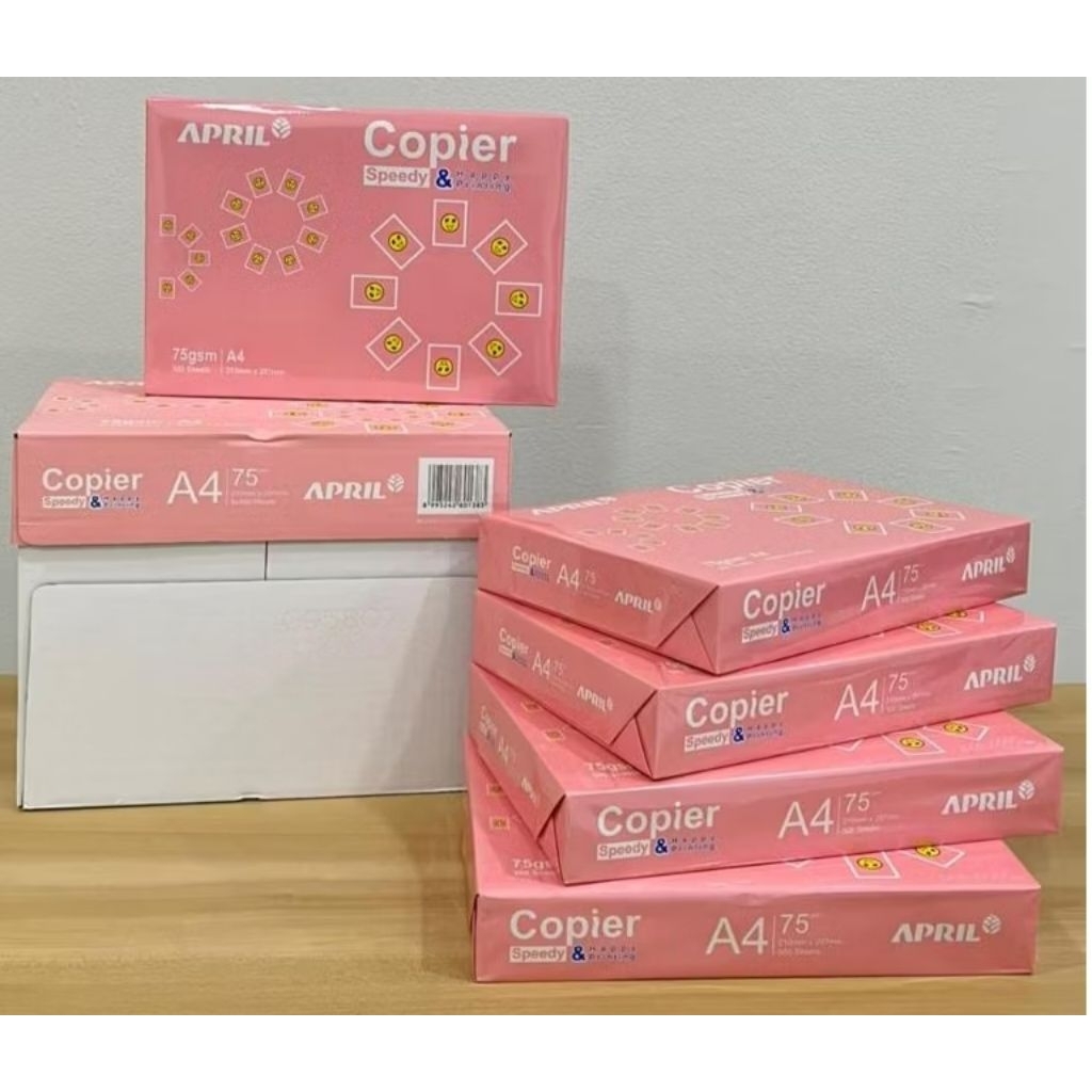 Kertas HVS A4 75 GSM April - 1 Dus Isi 5 Rim, Putih Polos, Ideal untuk Fotocopy