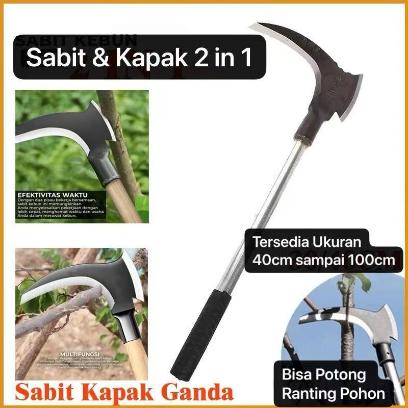 KBN-017 Sabit Baja Asli Sabit Arit Rumput Kapak Ganda Alat Pertanian Baja Tajam Untuk Padi & Dahan