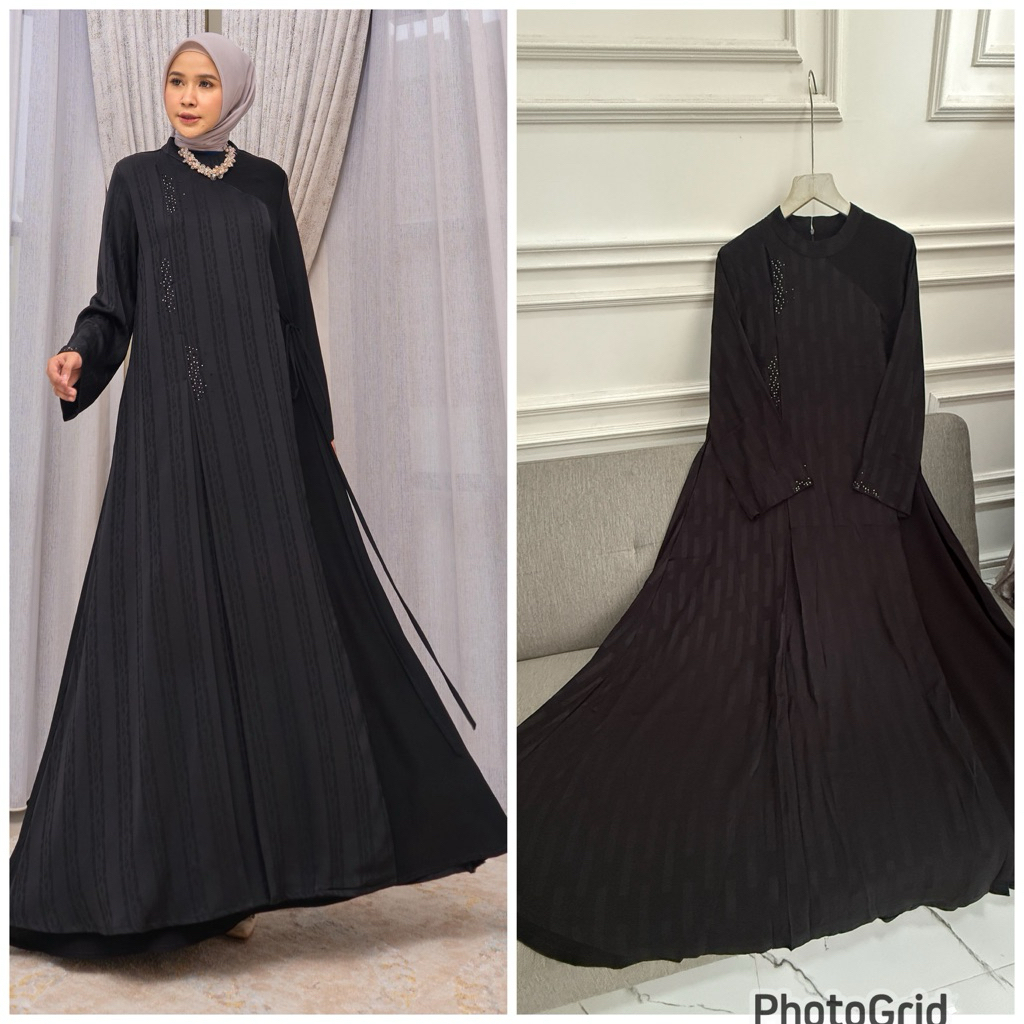 YASMINE dress/abaya 2 layer marevi  premium terbaru bisa buat umroh atau kondangan