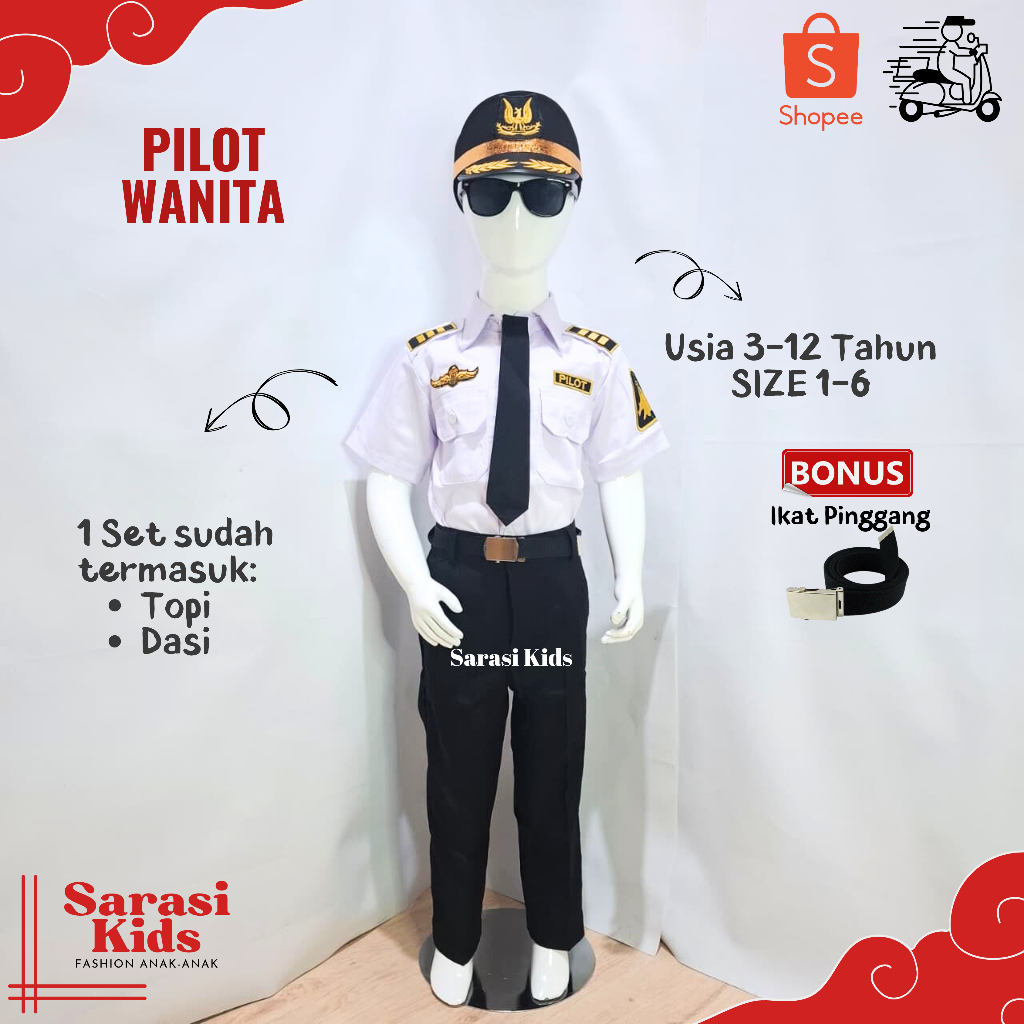 Sarasi - Baju Profesi - Baju pilot anak tk kostum pilot baju pilot murah baju profesi anak tk