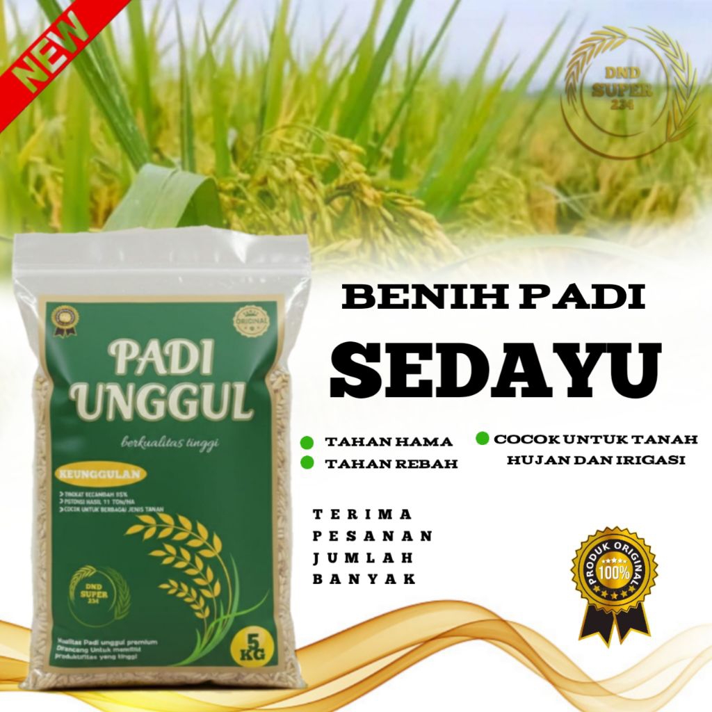 BENIH PADI SEDAYU KEMASAN 5KG BIBIT PADI SEDAYU KUALITAS SUPER PREMIUM GRATIS PUPUK SAMPURNA B DAN D