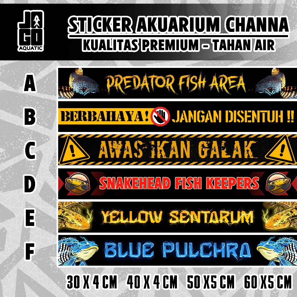 STICKER AKUARIUM CHANNA | ikan iwak galak | predator | Snakehead Keepers | Yellow Sentarum | Blue Pu