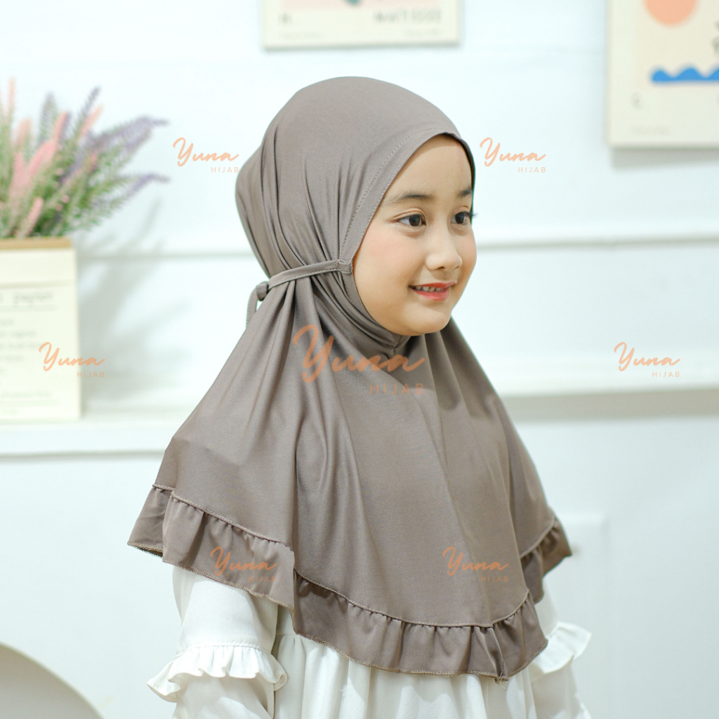Bergo Anak Sekolah SD 5-12 th Jersey Premium I Bergo Renda I Jilbab Anak Perempuan