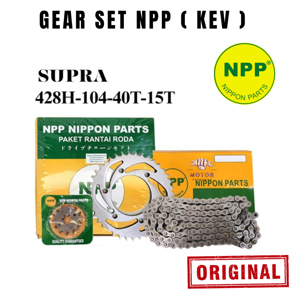 001-KEV-NPP CK ORIGINAL Gear Set Depan Belakang Rantai Gir Paket Rantai Roda Chain Kit HND SUPRA Ran
