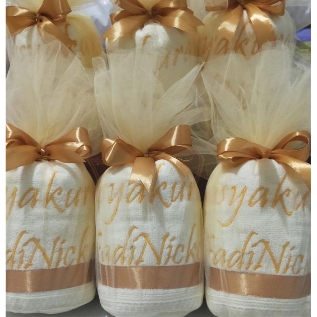 Souvenir Handuk Bordir Custom 50x100cm/ Wedding/ Ultah/ Hampers/ Tasyakuran/ Gathering/ Baby Born
