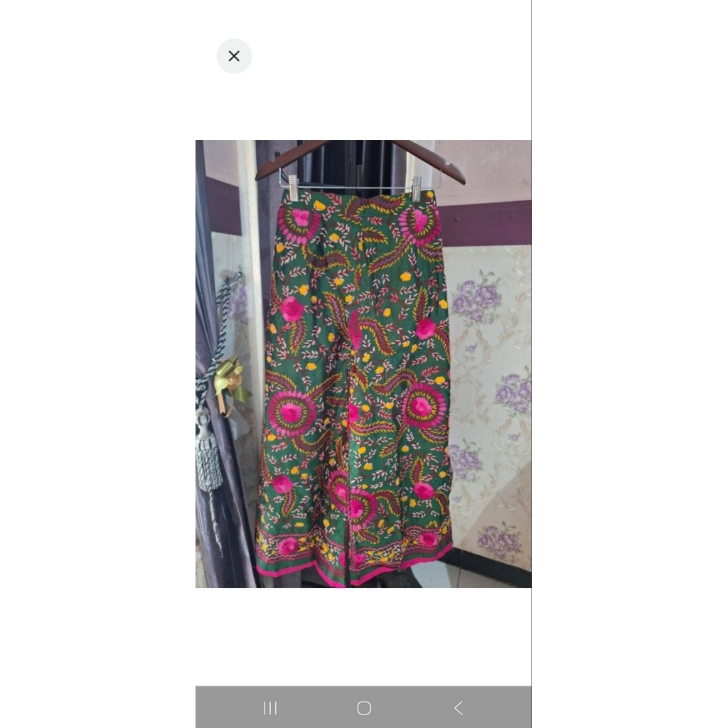 Kulot sulam etnik warna hijau fusia bkk