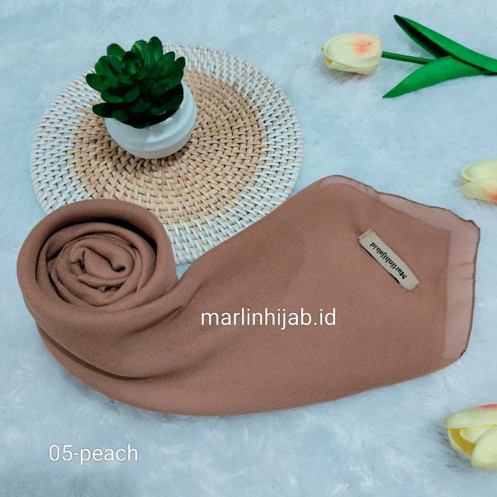 Jilbab Napocut Plain Bella square peach Premium Japan Cotton Voil Polos 110x110cm Peach