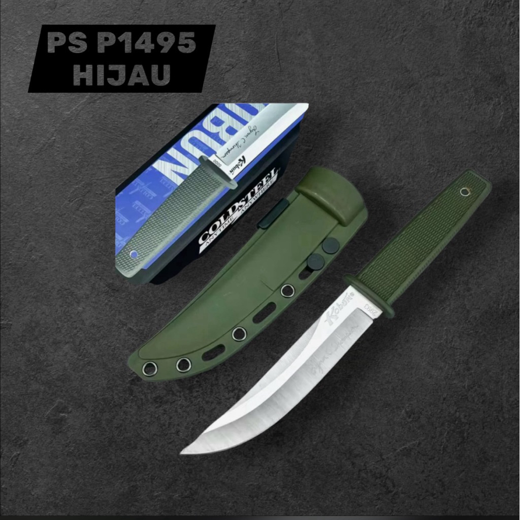 Pisau Survival Camping Kobun P1495 Hijau Cold Steel Include Sarung