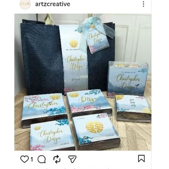 Paket Hampers kue Lamaran / Tingjing / Sangjit jenis : TOTEBAG MAGNET ISI 6 KUE