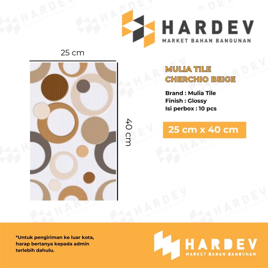 KERAMIK MULIA 25X40 CHERCHIO BEIGE - keramik dinding