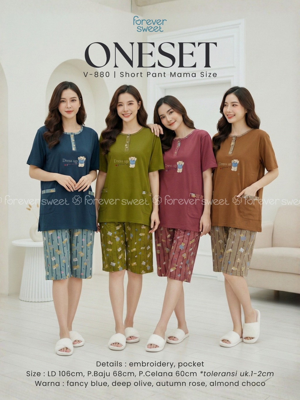 Baby Doll Setelan  Mama Size Pendek Pendek Forever Sweet