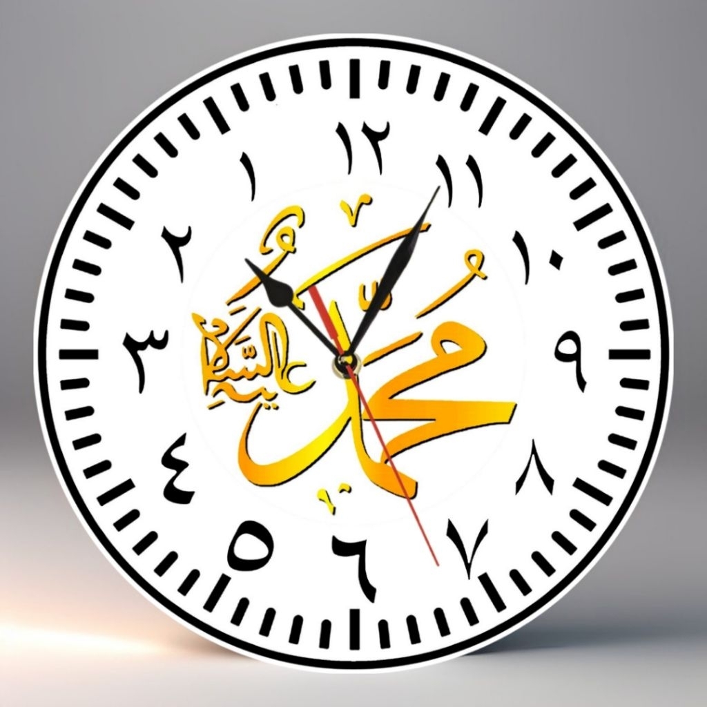 Jam dinding kaligrafi putaran tawaf tanpa kaca diameter 30cm