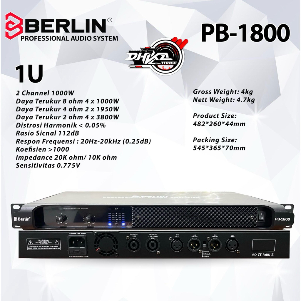 POWER BERLIN PB 1800 2 CHANNEL ORIGINAL / Power Viral class D Berlin PB 1800 1U orignal / Power Berl