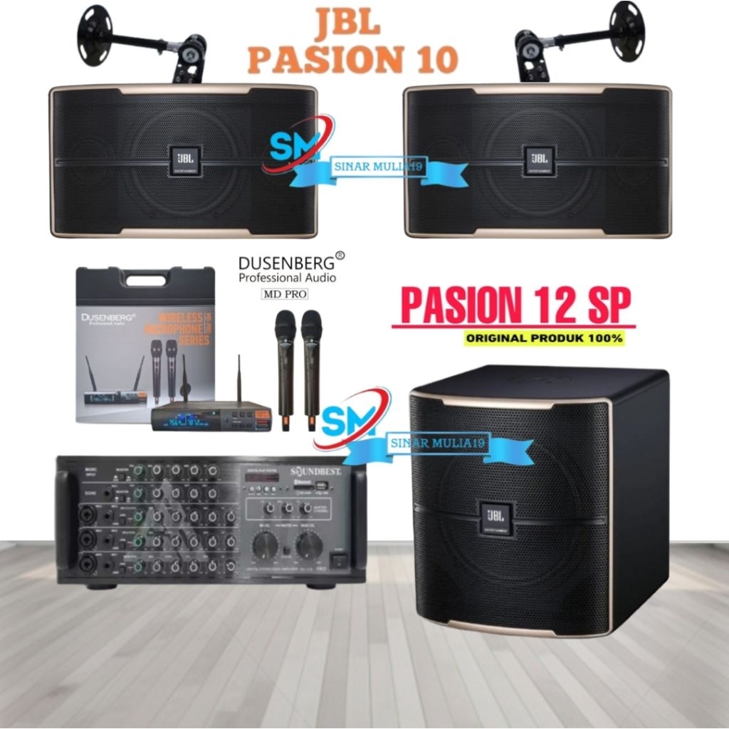 Paket Sound System Speaker JBL Pasion 10 Subwoofer Aktif JBL Pasion 12p Amplifier Soundbest RC 218