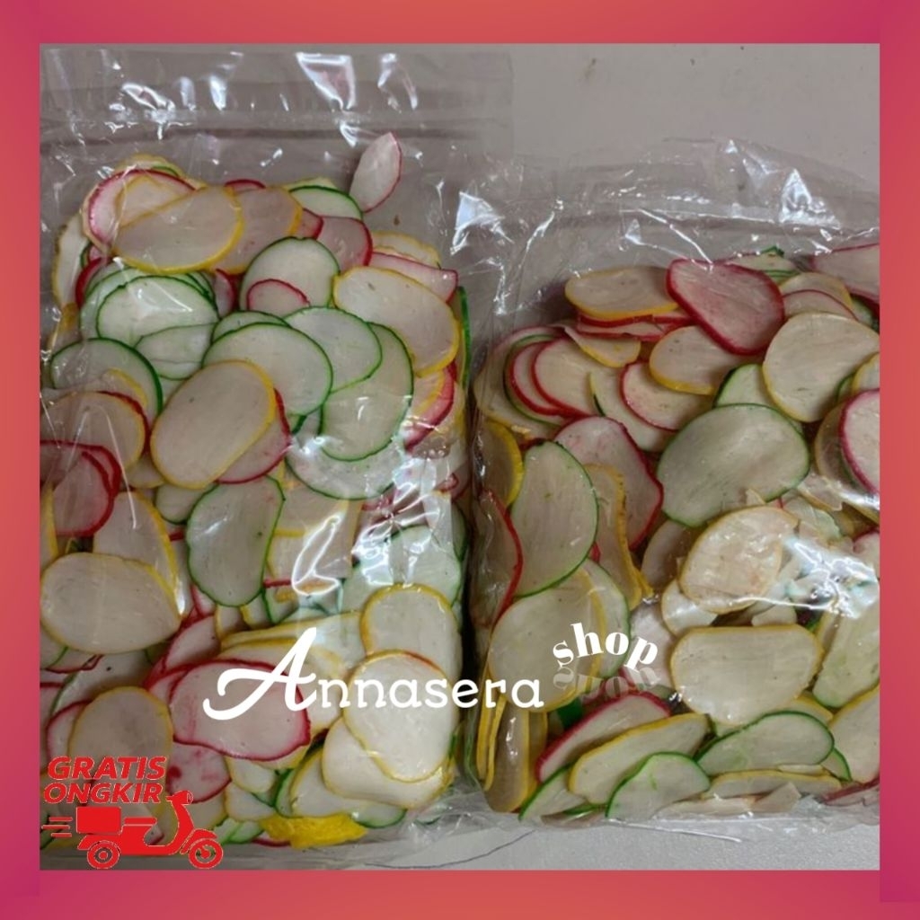 kerupuk bawang warna warni 1KG /kerupuk mentah /Kerupuk mentah bawang warna warni