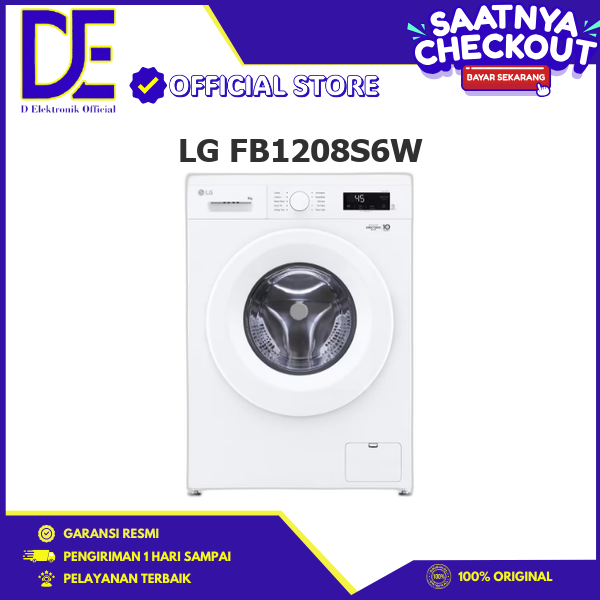 ( Khusus Luar Kota ) LG FB1208S6W MESIN CUCI FRONT LOADING INVERTER 8 KG MINIMALIS DESIGN