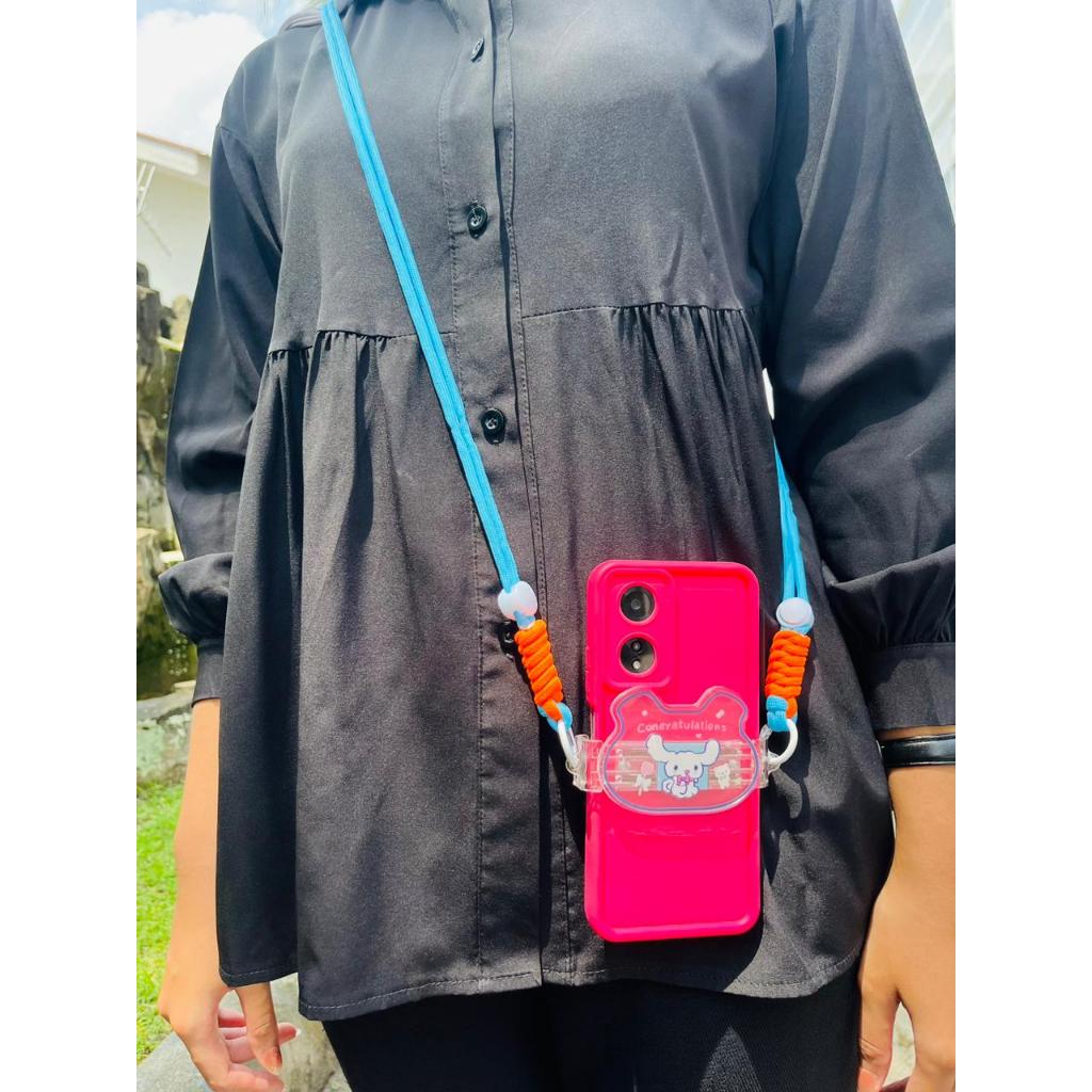 Tali HP Klip Fashion Motif Print Panjang / Strap Hp Aesthetic Korea Tali Selempang Tenun Universal