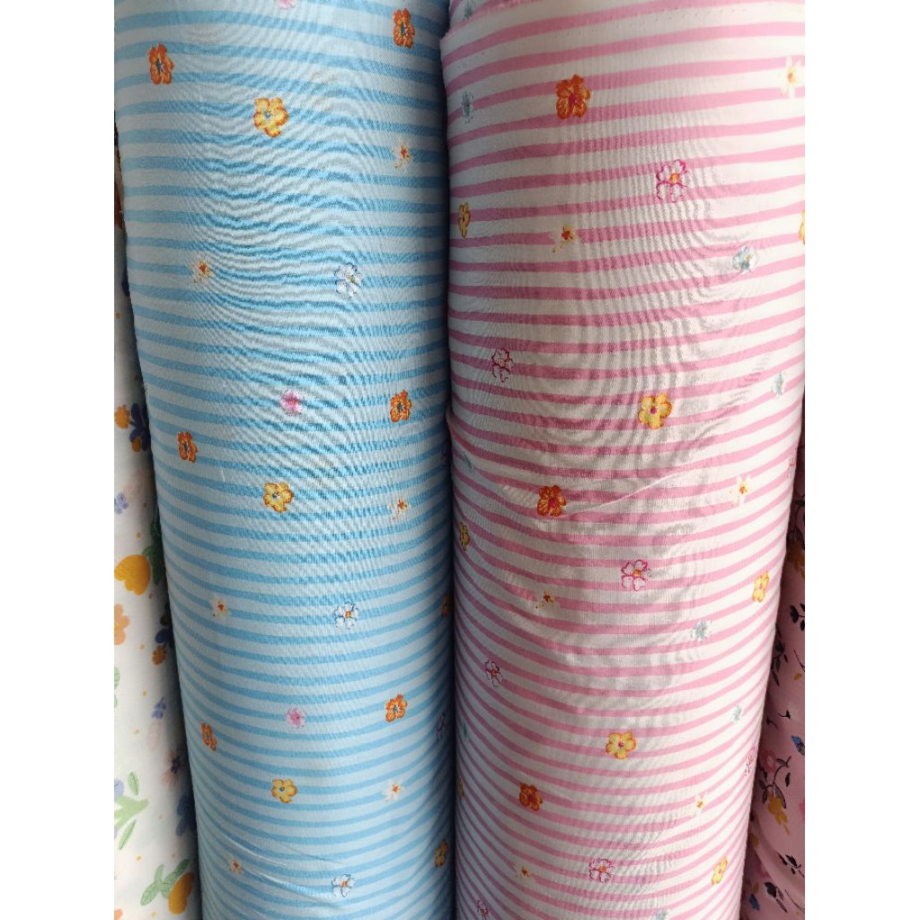 Katun Rayon Premium Motif Garis Bunga (harga /50cm)