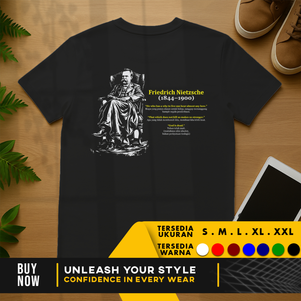 Kaos Baju Filsuf Dunia Friedrich Nietzsche Quotes | Cotton Combed 30s