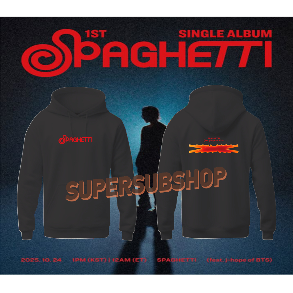 Hoodie Kpop J-hope SPAGHETTI Single Almbun Merch Kpop J-hope Bahan Cotton Fleece
