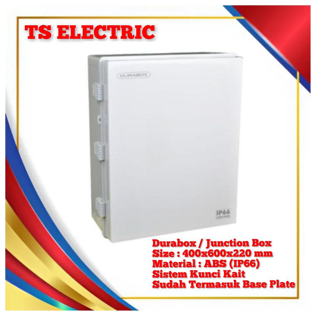 Box Panel Plastik 400x600x220 mm ABS IP66 / Durabox Junction Box + Base Plate 40x60x22 ABS