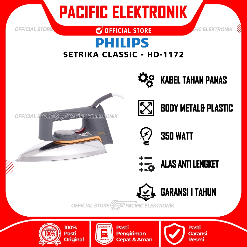 Setrika Philips Classic HD1172 / HD-1172