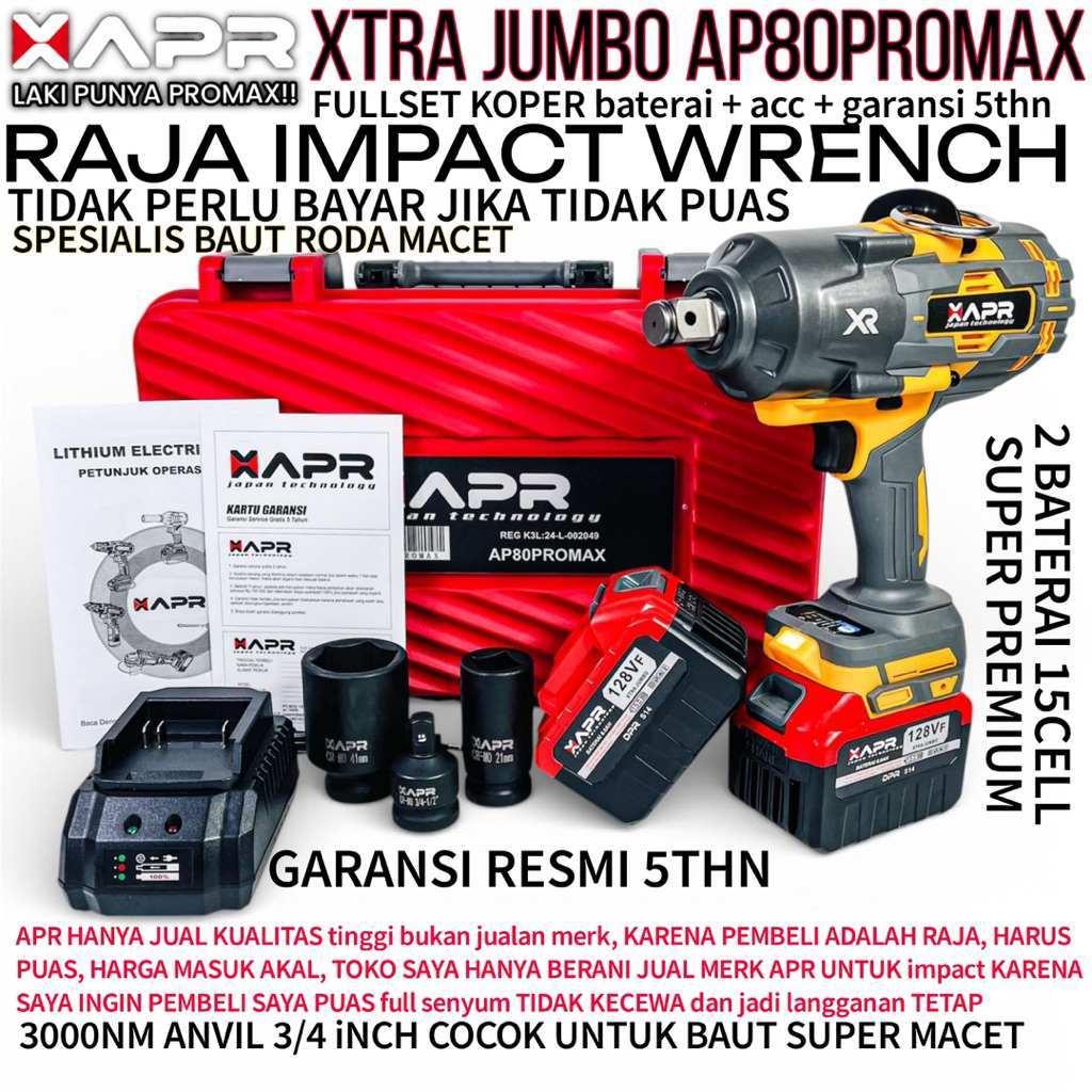 X-APR AP80PROMAX IMPECT WRENCH 3000NM 2BATERAI