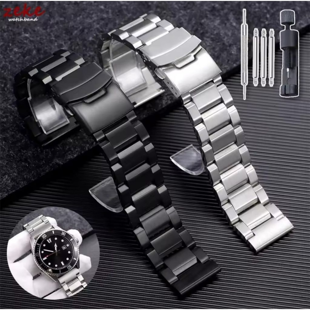 Rantai Jam Tangan Universal Model Clasp Folding Strap Tali Jam Tangan Rantai Stainless Steel