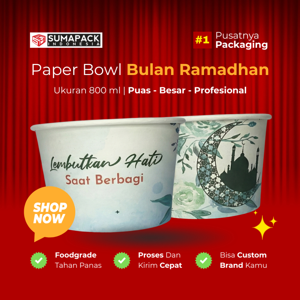 Paper Bowl Bowl 800ml Motif Bulan 1 Pack