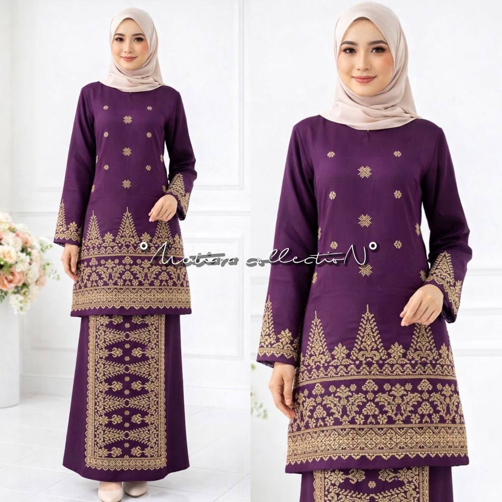 SETELAN BAJU KURUNG BORDIR SONGKET PUCUK REBUNG
