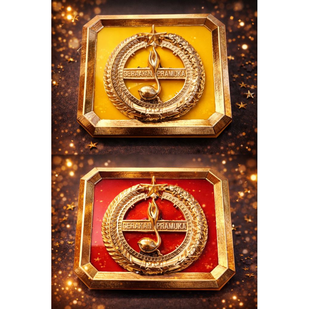 Emblem Tatop Pramuka Penegak Penggalang Logam Cor lapis Akrilik