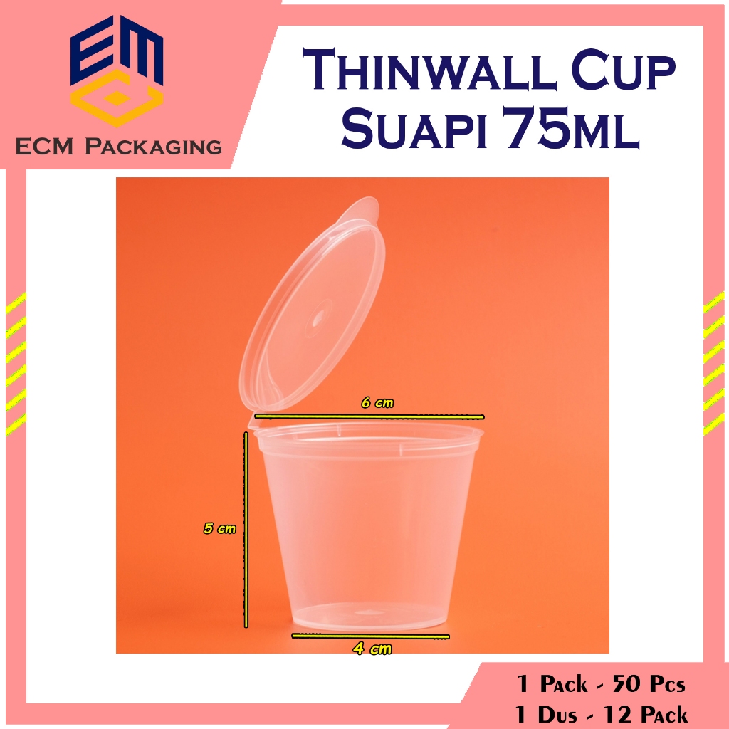 Thinwall Cup 75ml Suapi 50pcs | Thinwall Cup Saus Cup sambal