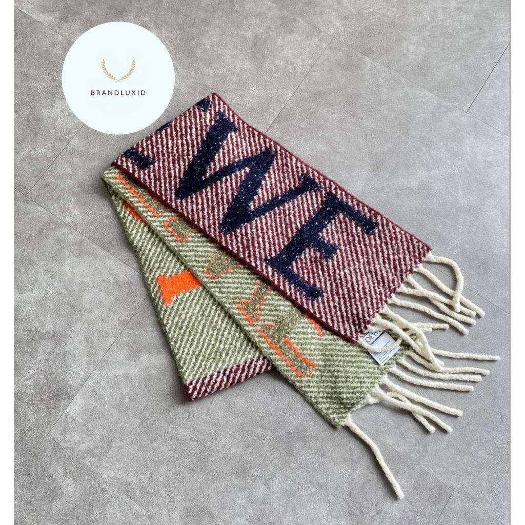 Loewe Alpaca Wool Blend Scarf Navy/Orange