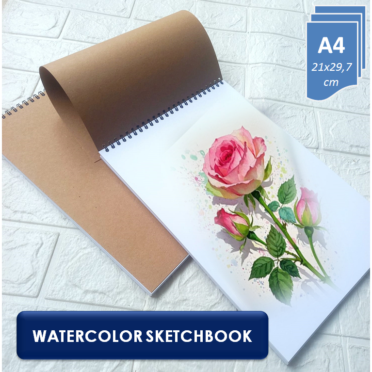 Sketchbook Watercolor A4 Buku Gambar Cat Air Kertas Tebal 200gsm 250gsm Anti Tembus
