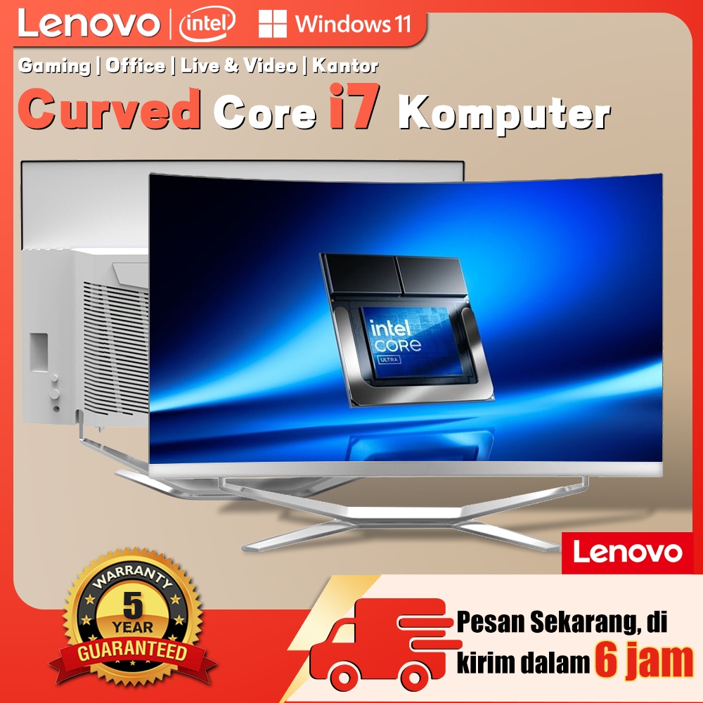 Lenovo Komputer All in One PC full set Baru 2026Curved Display Premium CPU Intel Core i5/i7 RAM 16G 
