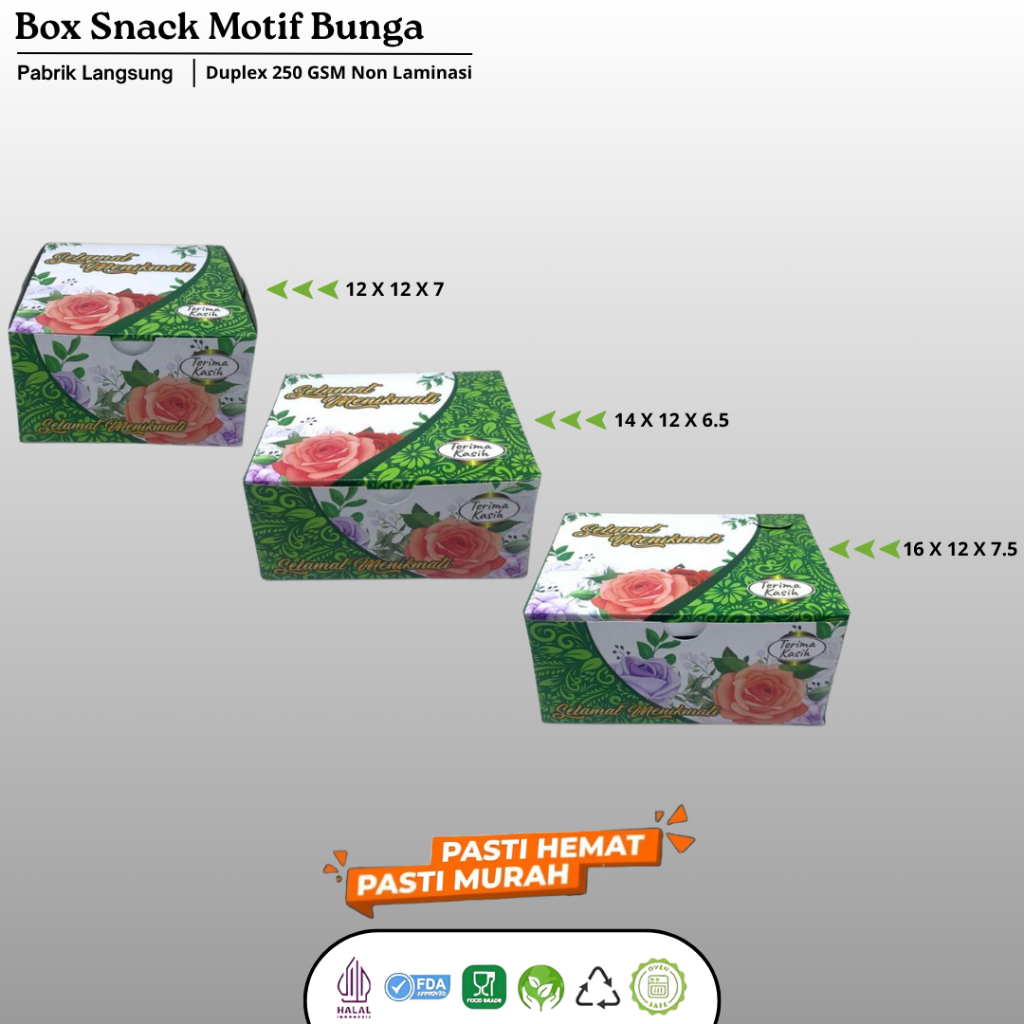 Snack Box 12x12 12x14 12x16 Box Snack 12 14 16 Makanan Box Snack Motif Hijau
