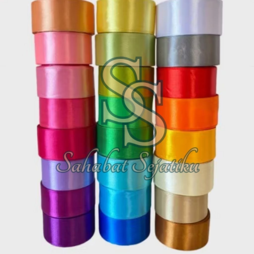 PITA SATIN 1 1/2" / LEBAR 4 CM - 1 ROLL (20 YARD / 18 METER) - PITA KAIN / PITA BUKET / SILK RIBBON