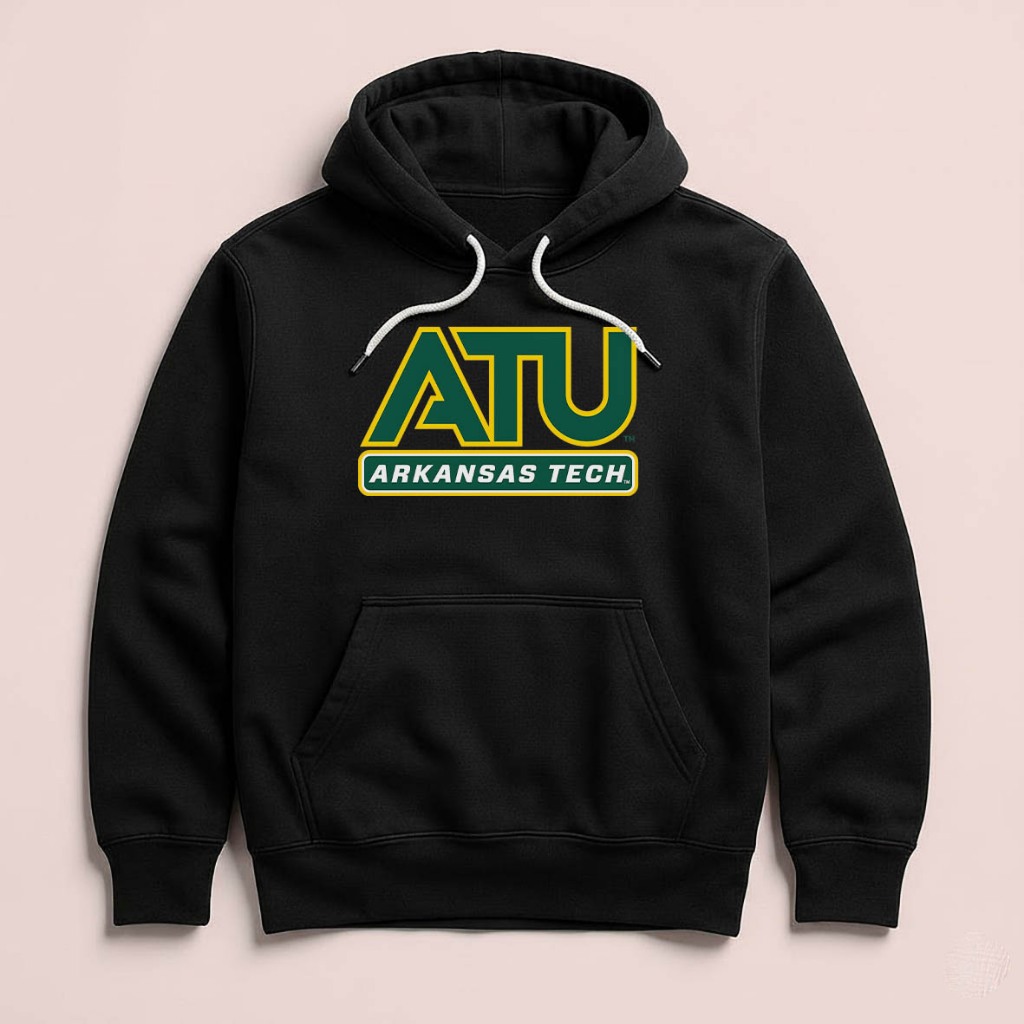 Hoodie ATU Arkansas Tech Russellville  Unisex Sweater Fleece Black Hitam Cloth