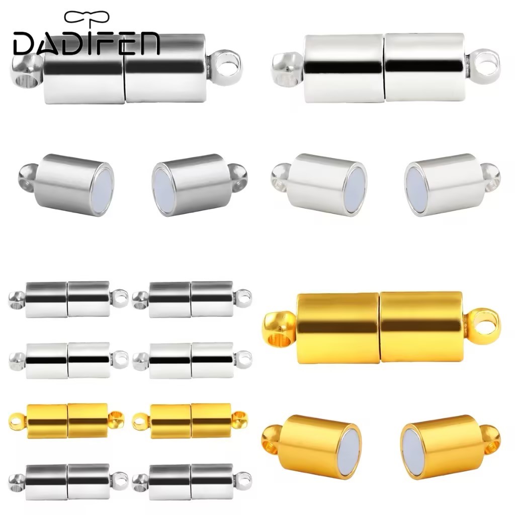 [Daidifen] 2 Set Klip Magnet Bulat Kuat - Untuk Gelang, Kalung & Perhiasan Kulit - Konektor Rhodium 
