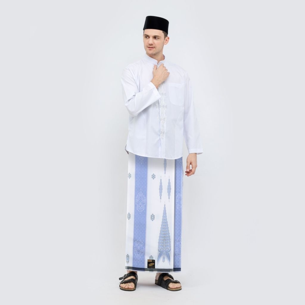 Sarung ATLAS Super Premium 980 Motif A9 JGL Putih Biru 02