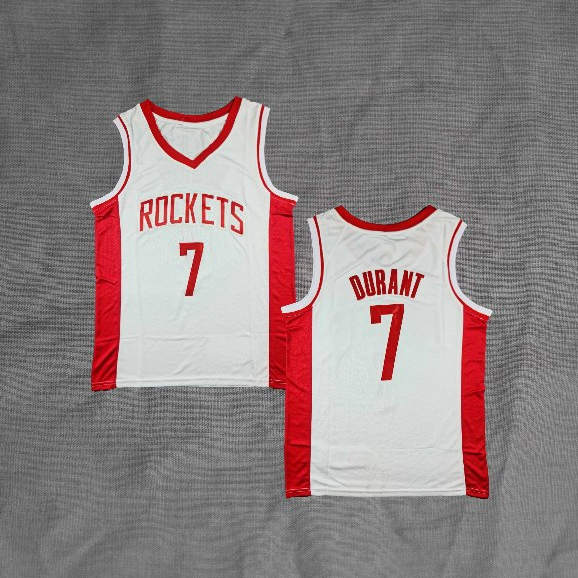 BORDIR Baju Jersey Basket Durant #7 Rockets Putih