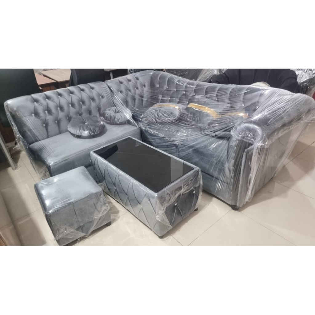 Sofa sudut minimalis beludru / sofa L putus beludru